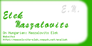 elek maszalovits business card